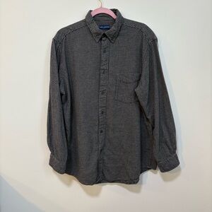 John Ashford Men’s XL Houndstooth Button Down Shirt Gray Black